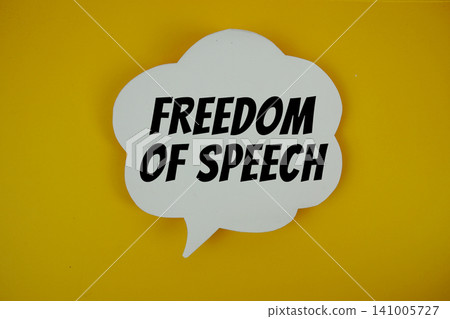 Freedom of Speech text with speech bubble on yellow background Freedom of Speech text with speech bubble on yellow background 141005727