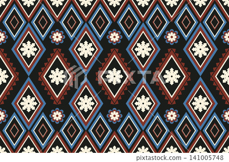 Seamless geometric ethnic oriental pattern. Geometric ethnic pattern. Ethnic pattern design for clothing, textile, wrapping, background, wallpaper, carpet, embroidery, print, vector, illustration Seamless geometric ethnic oriental pattern. Geometric ethnic pattern. Ethnic pattern design for clothing, textile, wrapping, background, wallpaper, carpet, embroidery, print, vector, illustration 141005748