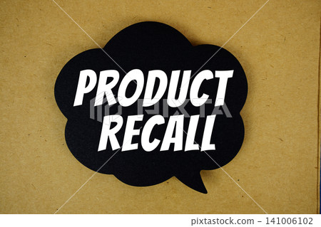 Product Recall  text with speech bubble top view on paper craft background 141006102