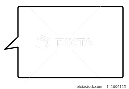 A simple, horizontally elongated, rectangular speech bubble with the nozzle on the left side. A simple, horizontally elongated, rectangular speech bubble with the nozzle on the left side. 141006115