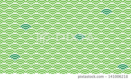 Japanese pattern: A background of wave-like patterns with a light green base and dark green accents. Japanese pattern: A background of wave-like patterns with a light green base and dark green accents. 141006218
