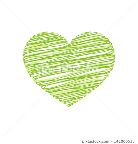 A small, hand-drawn style heart symbol in green. 141006533