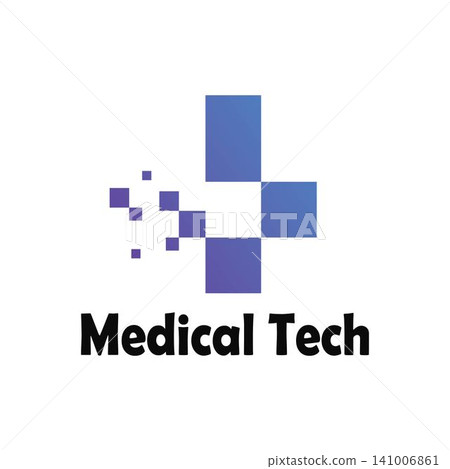 Medical Cross digital technology logo icon design template 141006861