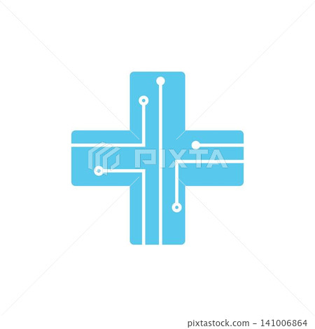 Medical Cross digital technology logo icon design template Medical Cross digital technology logo icon design template 141006864