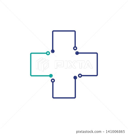 Medical Cross digital technology logo icon design template 141006865