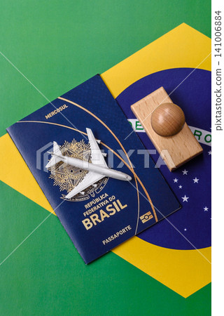 Brazil, Brazilian passport or id document with tickets for flight, travel. Brazilian passport Brazil, Brazilian passport or id document with tickets for flight, travel. Brazilian passport 141006884