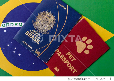 Brazil, Brazilian passport or id document with tickets for flight, travel. Brazilian passport Brazil, Brazilian passport or id document with tickets for flight, travel. Brazilian passport 141006901