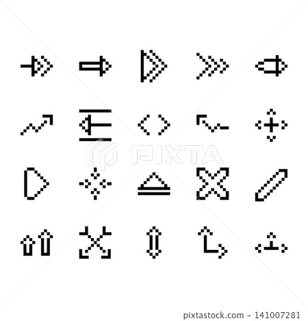 arrow icon set design. Perfect for application, web, logo, game, presentation template.icon design for mobile and computer. icon design pixel art and line style arrow icon set design. Perfect for application, web, logo, game, presentation template.icon design for mobile and computer. icon design pixel art and line style 141007281