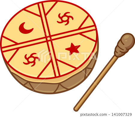 Kultrun, indigenous Mapuche drum illustration Kultrun, indigenous Mapuche drum illustration 141007329