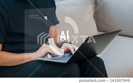 Image of AI utilization in business settings; Image of AI utilization and data analysis. Image of AI utilization in business settings; Image of AI utilization and data analysis. 141007849