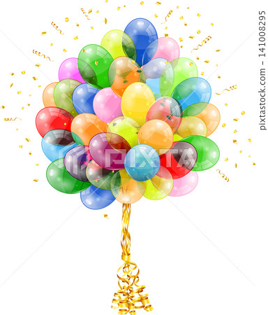 Golden Streamer, Balloons and Confetti 141008295