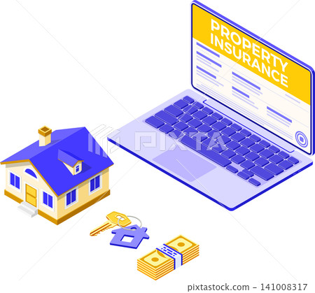 Online Propery House Insurance Isometric Online Propery House Insurance Isometric 141008317