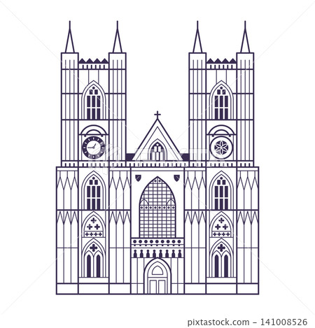 Westminster Abbey Gothic Church in Line Art 141008526