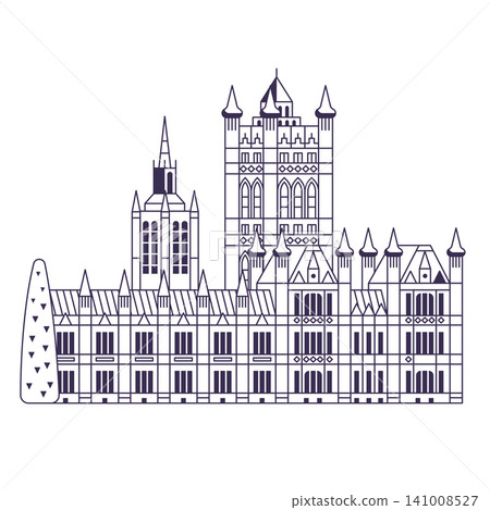 Westminster Palace Houses of Parliament in Line Art Westminster Palace Houses of Parliament in Line Art 141008527