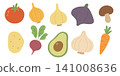 Food set illustration with vector vegetable cartoon for healthy design green. Icon tomato cooking with food salad corn for isolated onion diet. Farm carrot food with organic vector leaf 141008636