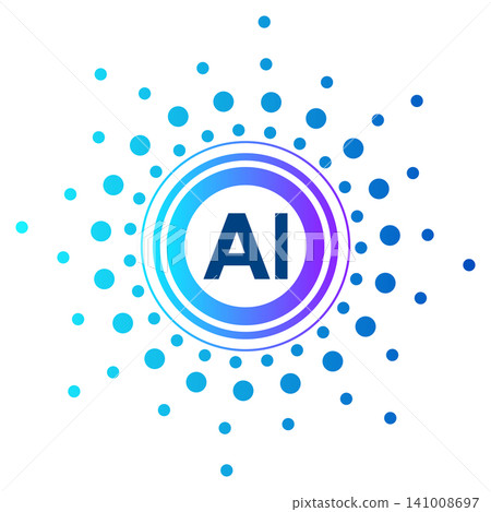 Artificial intelligence AI logo icon with blue gradient circular dots Artificial intelligence AI logo icon with blue gradient circular dots 141008697