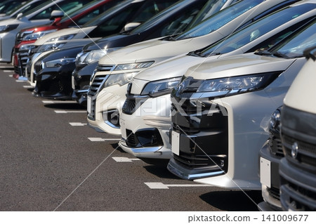 Image of cars lined up in a parking lot 141009677