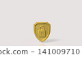 Golden Shield Padlock Symbol For Data Security Protection 3d render. 141009710