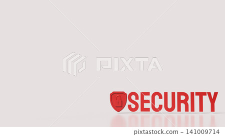 Red Security Word And Shield Lock For Protection 3d render. Red Security Word And Shield Lock For Protection 3d render. 141009714