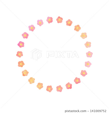 Cute watercolor frame material: Flowers, red tones, round shape Cute watercolor frame material: Flowers, red tones, round shape 141009752