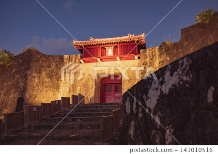 Okinawa, Shuri Castle Keisei Gate at dawn Okinawa, Shuri Castle Keisei Gate at dawn 141010516