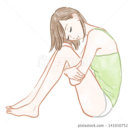 Woman holding a knee Woman holding a knee 141010752