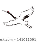一隻仙鶴展翅飛翔的畫面，宛如一筆筆觸。 141011091