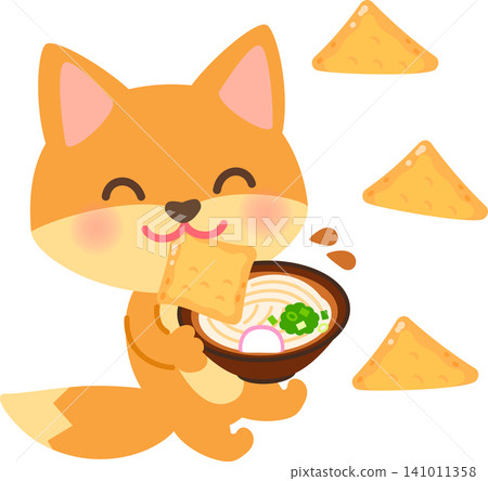 A fox character eating Kitsune Udon A fox character eating Kitsune Udon 141011358