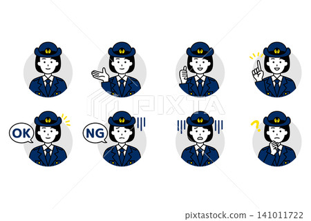 Female police officer icon set Female police officer icon set 141011722