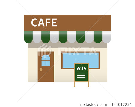 Illustration of a cafe's exterior and sign (coffee shop, shop, building, vector, transparent background) Illustration of a cafe's exterior and sign (coffee shop, shop, building, vector, transparent background) 141012234