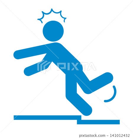 Caution: Risk of falls (steps) / Pictogram for household accidents and elderly care prevention Caution: Risk of falls (steps) / Pictogram for household accidents and elderly care prevention 141012432