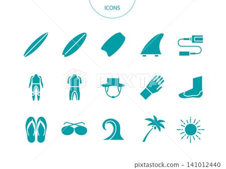 Surfing Icon Pictogram Vector Illustration Set Surfing Icon Pictogram Vector Illustration Set 141012440