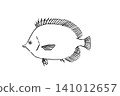 Line art illustration of a butterflyfish on a white background 141012657