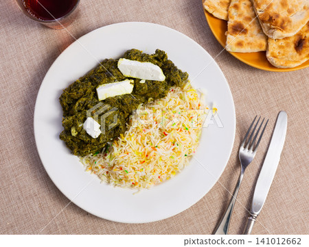 Traditional dish of Indian cuisine is palak paneer Traditional dish of Indian cuisine is palak paneer 141012662