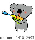 Koala playing with a water gun 141012993
