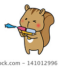 Squirrels playing with water guns 141012996