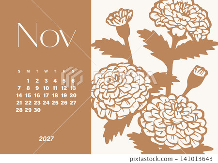 November 2027 Desk Calendar - Marigold Illustration Design November 2027 Desk Calendar - Marigold Illustration Design 141013643
