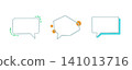 A set of speech bubble line drawings in various shapes and soft colors. 141013716