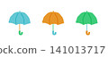A set of colorful umbrellas with a picture-book-like design. 141013717