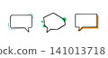 A set of colorful line art speech bubbles in various shapes. 141013718