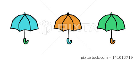色彩繽紛的手繪雨傘顏色組合套裝 141013719