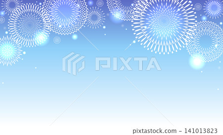 A beautiful illustration background of fireworks with a gradient color background. 141013823