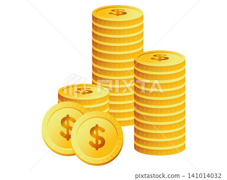 Illustration of stacked gold dollar coins (money, gold coins, asset management, business, vector, transparent background) Illustration of stacked gold dollar coins (money, gold coins, asset management, business, vector, transparent background) 141014032