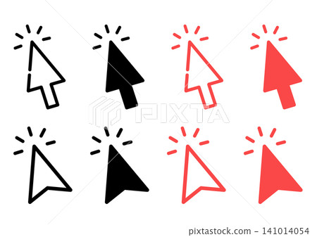 A set of simple mouse cursor icon illustrations. A set of simple mouse cursor icon illustrations. 141014054