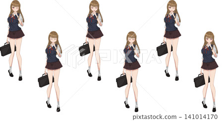 Blonde high school girl character full-body illustration for TRPG/game - Anime/manga style illustration set Blonde high school girl character full-body illustration for TRPG/game - Anime/manga style illustration set 141014170