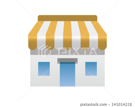 商店扁平化插圖圖示（店鋪、商店、建築物、電子商務、向量圖、透明背景） 141014228