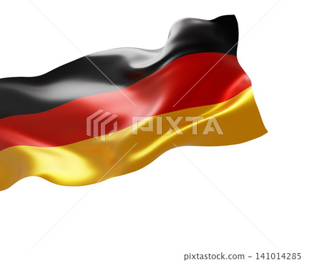 German flag flowing in the wind isolated on white background with copy space design element for Germany banner 3D render 141014285