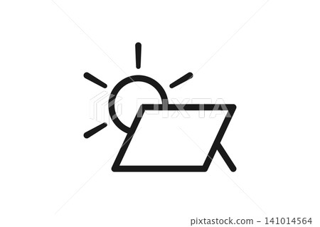 太陽能電池板線條藝術圖標 太陽能電池板線條藝術圖標 141014564