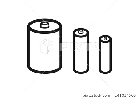 Set of 3 simple line art icons of batteries/dry cell batteries 141014566