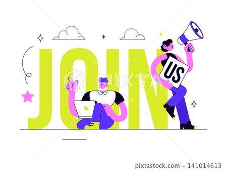 Join Us Vector Illustration Featuring Recruitment Campaign, Hiring Announcement, Team Invitation, Career Opportunity, and Job Vacancy Promotion 141014613